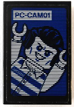 Lego Tile 2 x 3 with Screen with 'PC-CAM01' and Jail Prisoner Minifigure Pattern (Sticker) - Set 60210