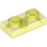 Lego Plate 1 x 2 / Trans-Neon Green