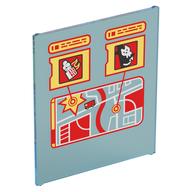 Lego Glass for Frame 1 x 6 x 6, with Red Emergency Map Print / Trans-Light Blue