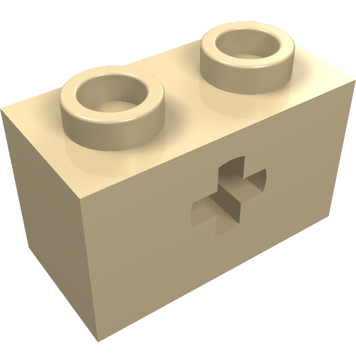 Lego Technic Brick 1 x 2 with Axle Hole Type 1 [+ Opening] and Bottom Ridges / Tan
