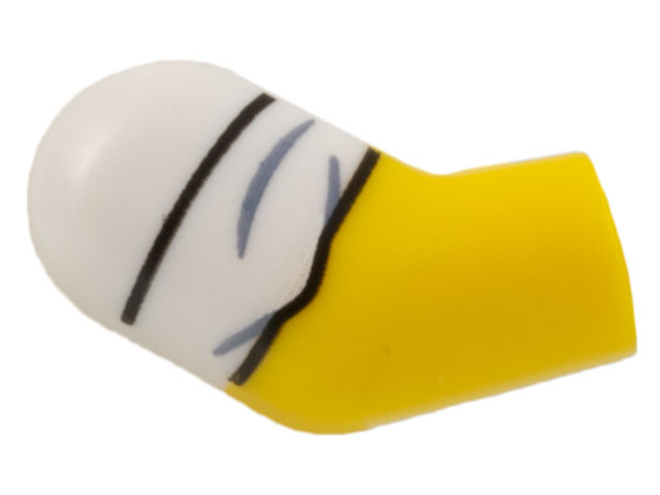 Lego Arm, Right with White Short Sleeve, Rolled Pattern / Yellow