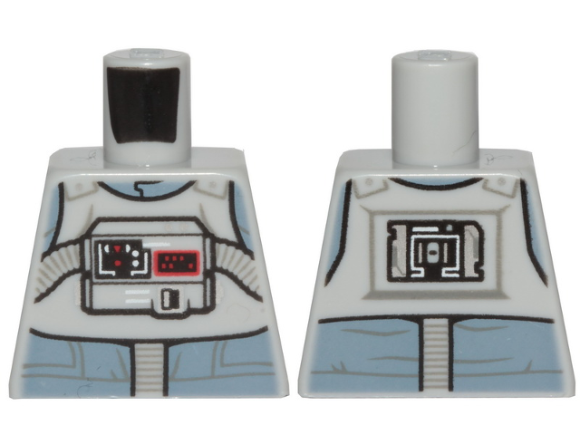 Lego Torso SW AT-AT Driver with Sand Blue Jumpsuit and Bib with Breathing Apparatus Pattern / Light Bluish Gray