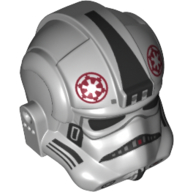 Lego Helmet AT-AT / Tie Pilot, Dark Red Empire Symbol, Black Markings Print / Light Bluish Gray