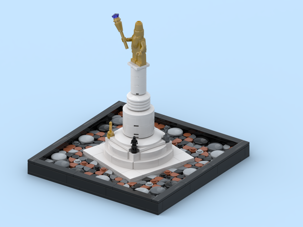 Lego Town Square Golden Man Pedestal/Pillar