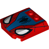 Lego Brick Wedged, Curved Triple 4 x 4 x 2/3, 2 Studs with Large White Eyes, Spider-Man Logo and Webbing Print