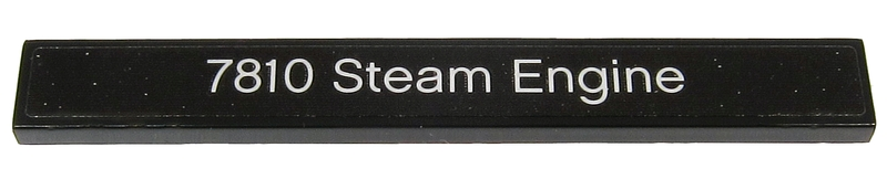 Lego Tile 1 x 8 with Silver '7810 Steam Engine' Pattern (Sticker) - Set 40370 / Black