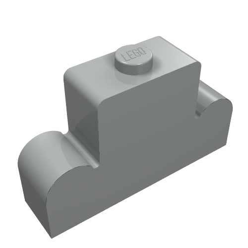 Lego Brick Curved 1 x 4 x 2 Centre Stud Top / Light Gray