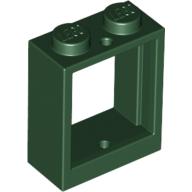Lego Window 1 x 2 x 2 Flat Front / Dark Green
