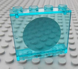 Lego Panel 1 x 4 x 3 - Hollow Studs with Round Mirror Pattern (Sticker) - Set 7586 / Trans-Light Blue