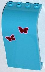 Lego Panel 3 x 4 x 6 Curved Top with 2 Butterflies Pattern (Stickers) - Set 3186