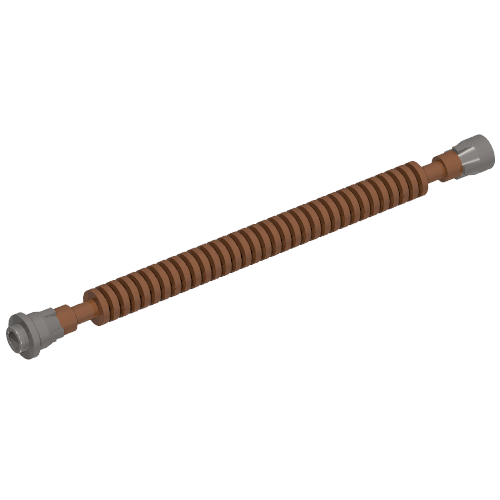 Lego Flexible Ribbed Hose 8mm Ends 12L with Tabbed Dark Bluish Gray Ends / Reddish Brown
