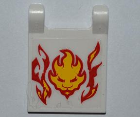 Lego Flag 2 x 2 Square with Flat Edge with Flames and Lion Head Pattern (Sticker) - Set 9558