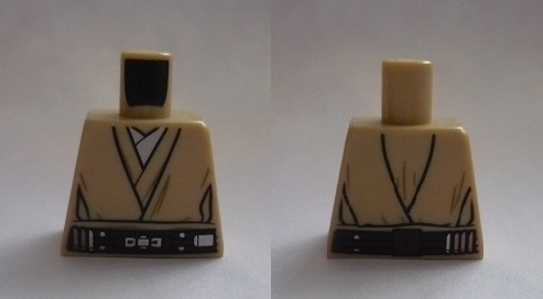 Lego Torso SW Jedi Robe, Belt and White Undershirt Pattern (Obi-Wan) / Tan