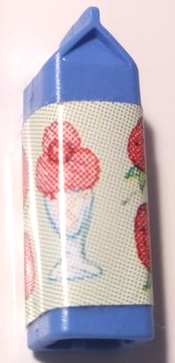 Lego Scala Accessories Carton Milk, Label with Strawberries and Ice Cream Sundae Pattern (Sticker) - Set 3116 / Medium Blue
