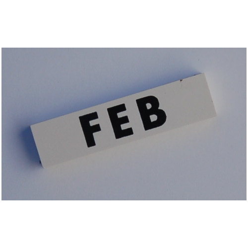 Lego Modulex Tile 2 x 8 without Internal Support with Black 'FEB' Print