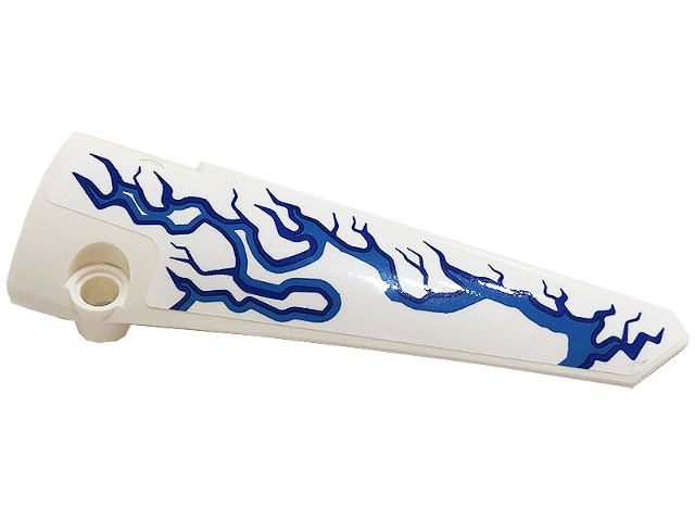 Lego Technic, Panel Fairing # 6 Long Smooth, Side B with Blue and Dark Azure Lightning Pattern (Sticker) - Set 42128 / White