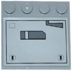 Lego Tile, Modified 4 x 4 with Studs on Edge with SW AT-DP Panels Pattern Model Right Side (Sticker) - Set 75083 / Light Bluish Gray