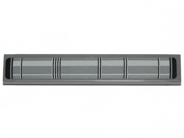 Lego Tile 1 x 6 with SW Pipe and Black Lines Pattern Model Left Side (Sticker) - Set 75048 / Dark Bluish Gray