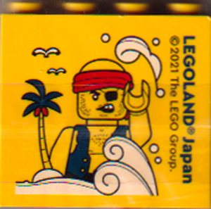 Lego Brick 2 x 4 x 3 with LEGOLAND Japan, Pirate Minifigure (Isaac), and Island with Palm Tree Pattern