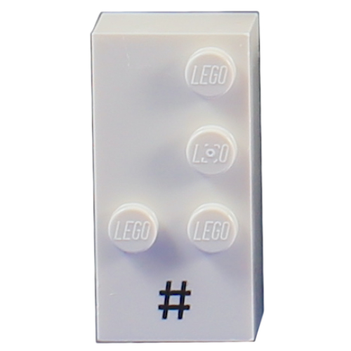 Lego Braille Brick 2 x 4 with 4 Studs ⠼ and '#' Print