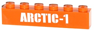 Lego Brick 1 x 6 with White 'ARCTIC-1' Pattern (Sticker) - Set 60036