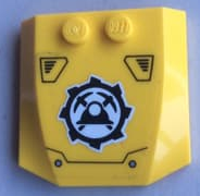 Lego Wedge 4 x 4 x 2/3 Triple Curved with Mining Logo, Helmet and Crossed Axes on Transparent Background Pattern (Sticker) - Set 60188 / Yellow