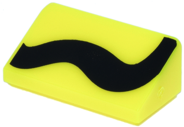 Lego Slope 30 1 x 2 x 2/3 with Black Squiggly Line with 2 Curves Pattern / Vibrant Yellow
