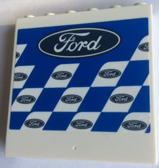 Lego Panel 1 x 6 x 5 with Ford Large and Small Logos Pattern (Sticker) - Set 75881 / White