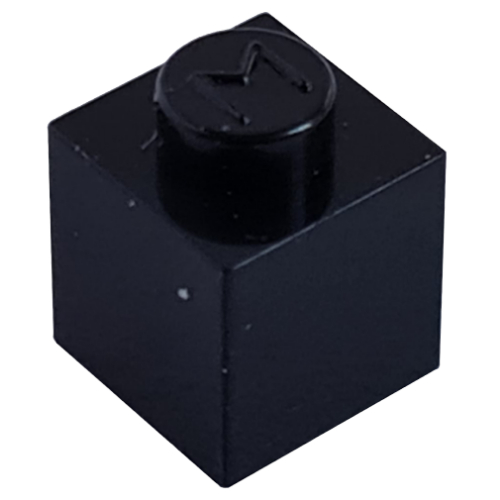 Lego Modulex Brick 1 x 1 with M on Stud / Modulex Black