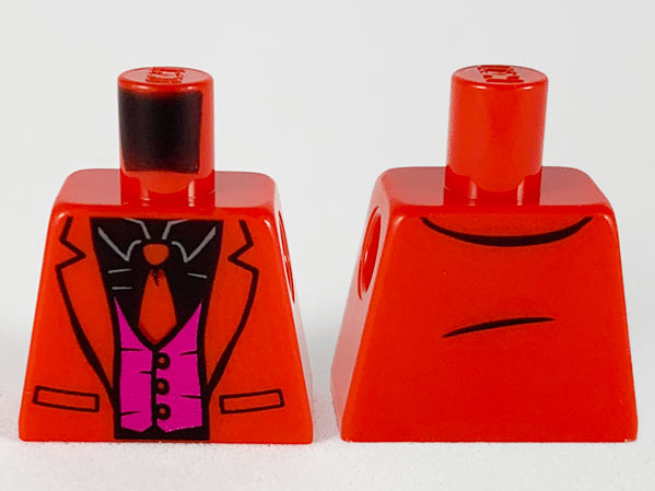 Lego Torso Jacket, Black Shirt, Red Tie, Magenta Vest Pattern / Red