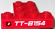 Lego Stickered Assembly 4 x 3 x 2/3 with Fire Logo and 'TT-8154' Pattern (Sticker) - Set 8154