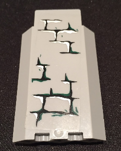 Lego Panel 3 x 3 x 6 Corner Wall without Bottom Indentations with Bricks with Dark Green Moss Pattern 3 (Sticker) - Set 9474 / Light Bluish Gray