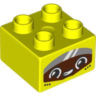 Lego Duplo Brick 2 x 2 with Reddish Brown Face with Visor Print