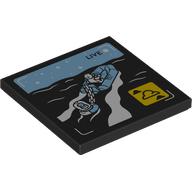 Lego Tile 4 x 4 with Rubber Raft Rescue Print / Black