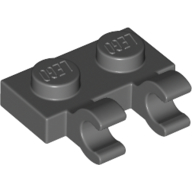 Lego Plate Special 1 x 2 with Clips Horizontal [Open O Clips] / Dark Bluish Gray