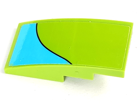Lego Slope, Curved 4 x 2 with Medium Azure Stripe Curving Down Left Pattern (Sticker) - Set 75902