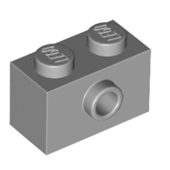 Lego Brick Special 1 x 2 with 1 Center Stud on 1 Side, Bottom Stud Holder / Light Bluish Gray
