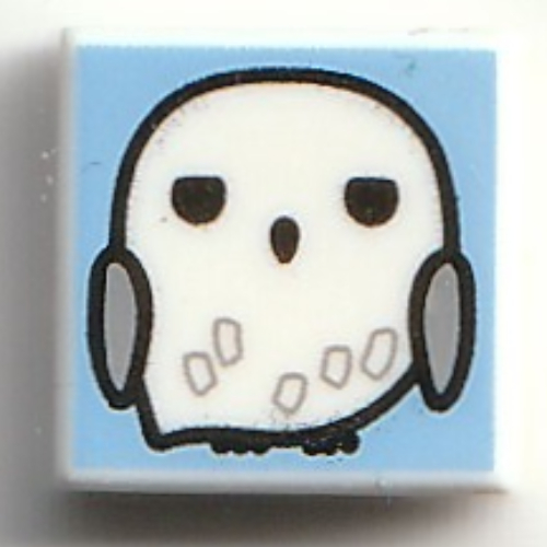 Lego Tile 1 x 1 with White Owl (Hedwig) Print