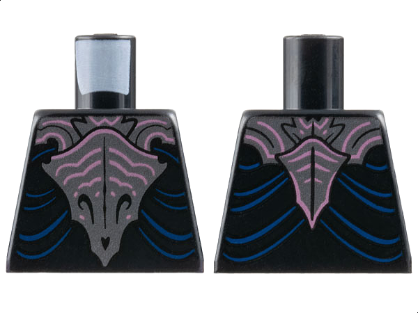 Lego Torso Robe, Dark Silver Skull Armor, Metallic Pink Stripes, Dark Blue Gathers Pattern / Black