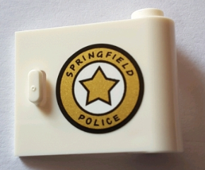 Lego Door 1 x 3 x 2 Right - Open Between Top and Bottom Hinge with 'SPRINGFIELD POLICE' Pattern (Sticker) - Set 71016