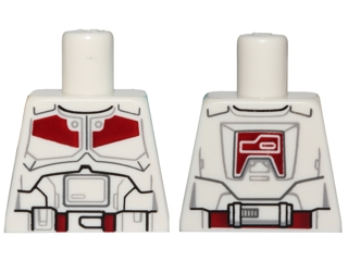 Lego Torso SW Armor Black Belt and Dark Red Markings Pattern / White