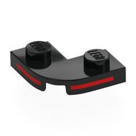 Lego Plate Round Corner 2 x 2 with 1 x 1 Cutout with Red Stripes Print
