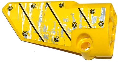 Lego Technic, Panel Fairing # 3 Small Smooth Long, Side A with Black Lines, 8 Bolts and White and Silver Spatters Pattern (Sticker) - Set 42028