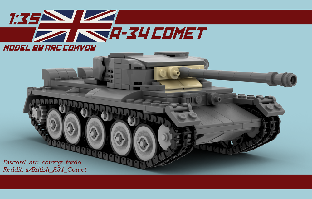 Lego A34 Comet I | WWII British Cruiser Tank | 1:35 Scale | Lego Minifigure Scale