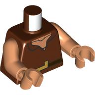 Lego Torso, Open Shirt, Nougat Chest, Black Belt, Gold Belt Buckle Print, Nougat Arms and Hands / Reddish Brown