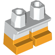 Lego Legs Short with Bright Light Orange Feet Pattern / White