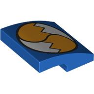 Lego Brick Curved 2 x 2 x 2/3 with Tail's Tails Print / Blue