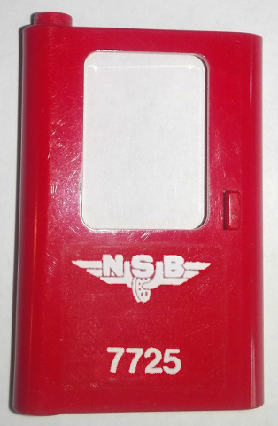 Lego Door 1 x 4 x 5 Train Left, Thin Support at Bottom with White 'NSB 7725' Pattern (Sticker) - Set 7725