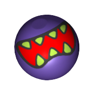 Lego Technic Ball Joint with Open Red Mouth with Sharp Lime Teeth Print