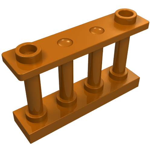 Lego Fence Spindled 1 x 4 x 2 [2 Top Studs] / Dark Orange